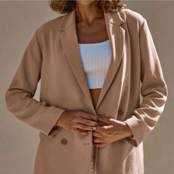 WILFRED Cherrelle Blazer Saville Brown Tan Double Breasted Aritzia XXS - Picture 4 of 12